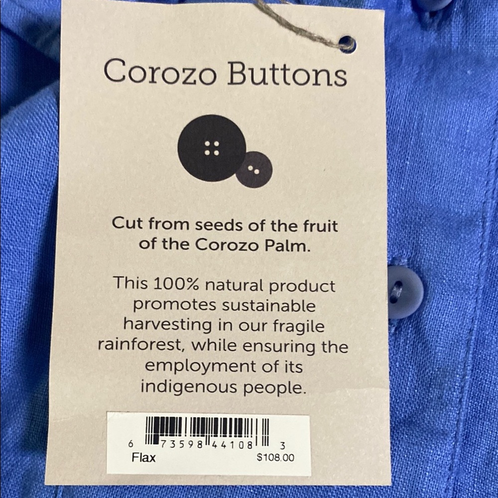 Flax Linen Cornflower Blue Popover Relaxed Polo Collar NWT Size L 14-16 Timeless - Picture 9 of 13